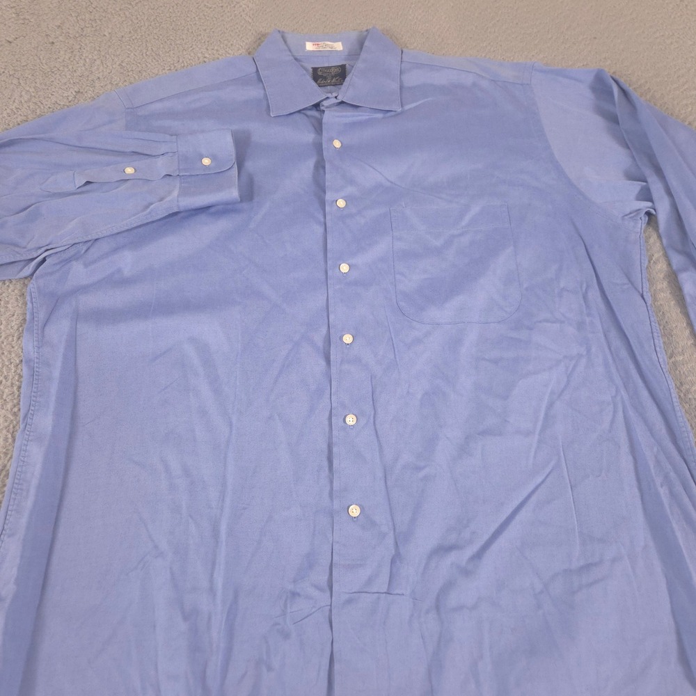 Gitman Bros Shirt Mens 17 34 Blue Pinpoint 2x2 Cotton Oxford Long Sleeve Pocket